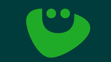 Zu sehen ist ein hellgrünes ÜMO auf dunkelgrünem Hintergrund. Das ÜMO ist das Gesicht der neuen ÜSTRA. Es sieht aus wie ein Lächeln in Form der Region Hannover.