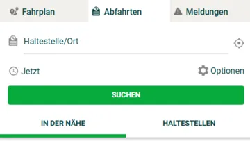 Screenshot der Fahrplanauskunft auf der Website der ÜSTRA. Geöffnet ist der Reiter Abfahrten.